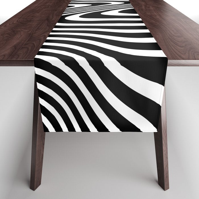 optical illusion (black + white) Table Runner Gallery Image 1