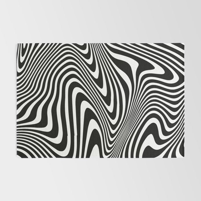 optical illusion (black + white) Rug Gallery Image 2