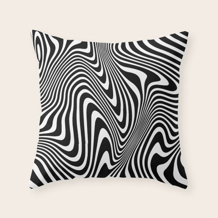 optical illusion (black + white) Throw Pillow Gallery Image 1