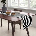 optical illusion (black + white) Table Runner Gallery Image 2