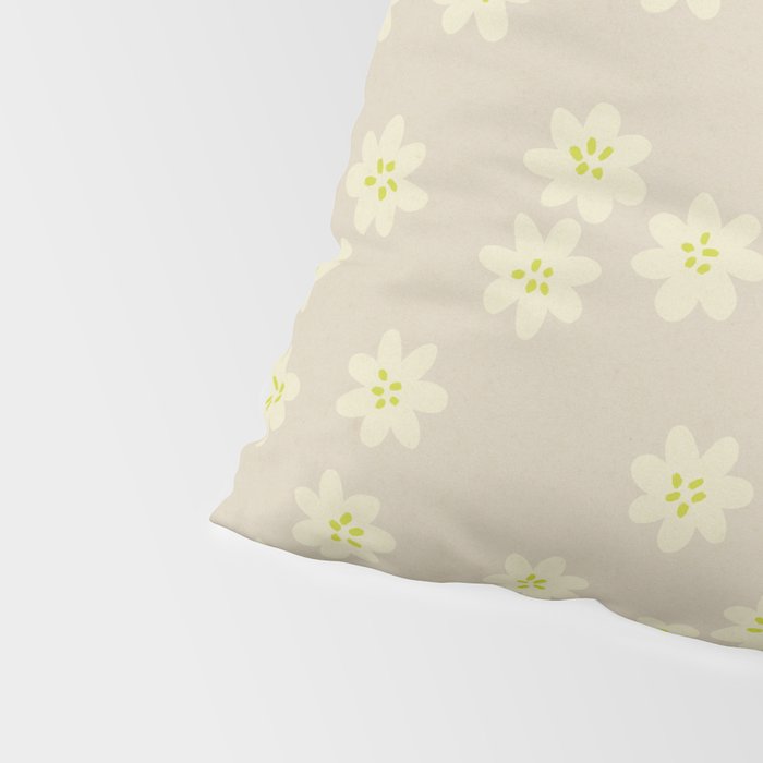Tiny Flowers / Beige & Lime Pillow Sham Gallery Image 4