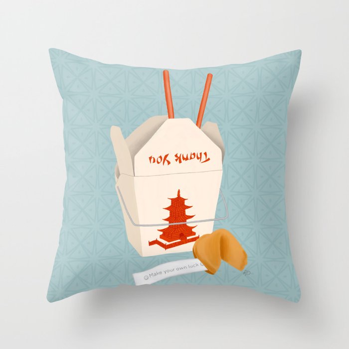 Chinese Food Takeout and Fortune Cookie Throw Pillow Gallery Image 6