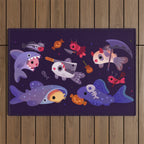 Spooky Cory cats Outdoor Rug Gallery Image 1