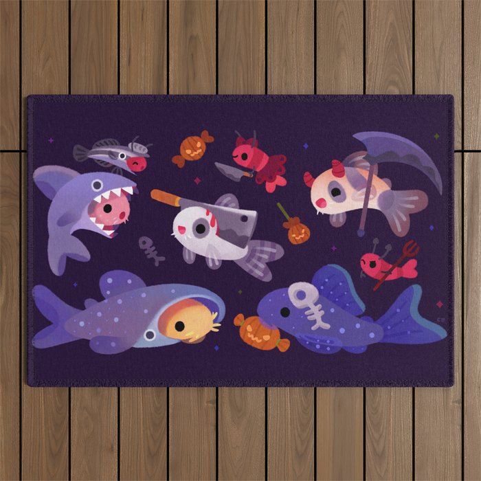 Spooky Cory cats Outdoor Rug Gallery Image 1