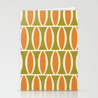 Retro Vintage 1950s Style Geometric Oval Pattern 228 Googie Orange Olive Green Stationery Card Gallery Image 2