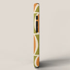 Retro Vintage 1950s Style Geometric Oval Pattern 228 Googie Orange Olive Green iPhone Case Gallery Image 2