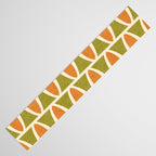 Retro Vintage 1950s Style Geometric Oval Pattern 228 Googie Orange Olive Green Table Runner Gallery Image 3