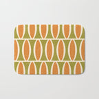 Retro Vintage 1950s Style Geometric Oval Pattern 228 Googie Orange Olive Green Bath Mat Gallery Image 1