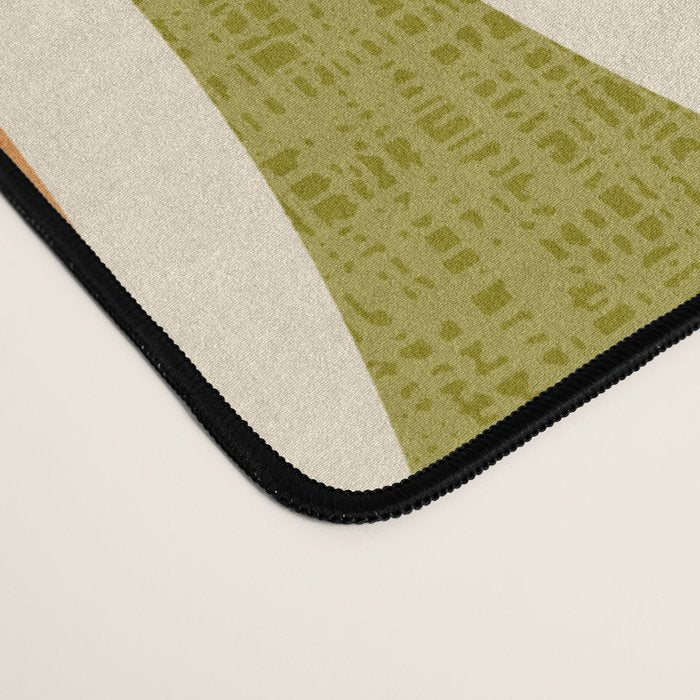 Retro Vintage 1950s Style Geometric Oval Pattern 228 Googie Orange Olive Green Desk Mat Gallery Image 4