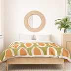 Retro Vintage 1950s Style Geometric Oval Pattern 228 Googie Orange Olive Green Duvet Cover Gallery Image 3