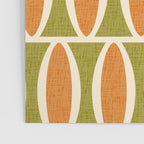 Retro Vintage 1950s Style Geometric Oval Pattern 228 Googie Orange Olive Green Poster Gallery Image 3