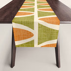 Retro Vintage 1950s Style Geometric Oval Pattern 228 Googie Orange Olive Green Table Runner Gallery Image 1