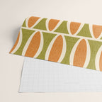 Retro Vintage 1950s Style Geometric Oval Pattern 228 Googie Orange Olive Green Wrapping Paper Gallery Image 2