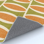 Retro Vintage 1950s Style Geometric Oval Pattern 228 Googie Orange Olive Green Rug Gallery Image 4