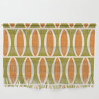 Retro Vintage 1950s Style Geometric Oval Pattern 228 Googie Orange Olive Green Wall Hanging Gallery Image 1