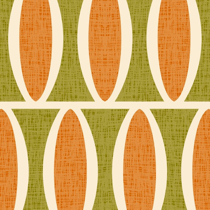 Retro Vintage 1950s Style Geometric Oval Pattern 228 Googie Orange Olive Green Coffee Mug Gallery Image 2