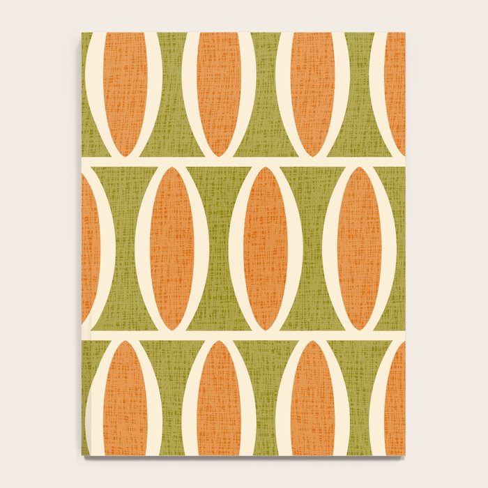 Retro Vintage 1950s Style Geometric Oval Pattern 228 Googie Orange Olive Green Notebook Gallery Image 4