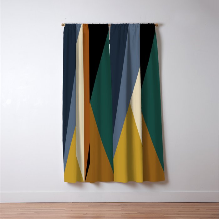 Geometric Triangles V Bold Vintage Window Curtain Gallery Image 3