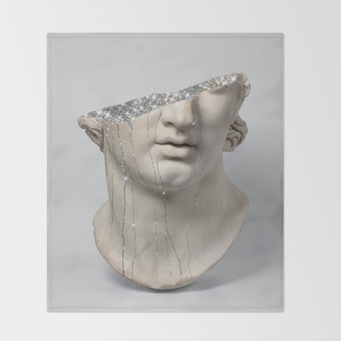 DIAMOND TEARS | collage art by Yana Potter | glitter | sculpture | mythology | bling and shine Throw Blanket Gallery Image 2