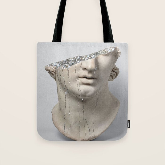 DIAMOND TEARS | collage art by Yana Potter | glitter | sculpture | mythology | bling and shine Tote Bag Gallery Image 1