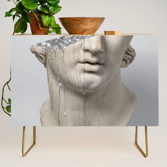 DIAMOND TEARS | collage art by Yana Potter | glitter | sculpture | mythology | bling and shine Credenza Gallery Image 1