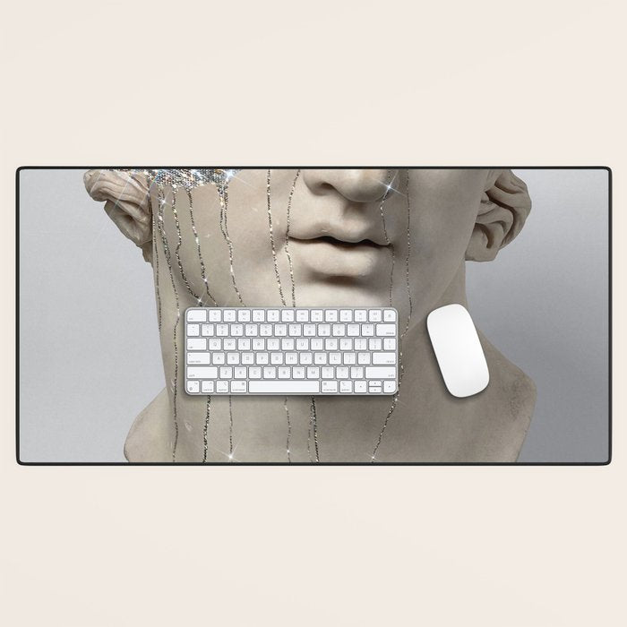 DIAMOND TEARS | collage art by Yana Potter | glitter | sculpture | mythology | bling and shine Desk Mat Gallery Image 1