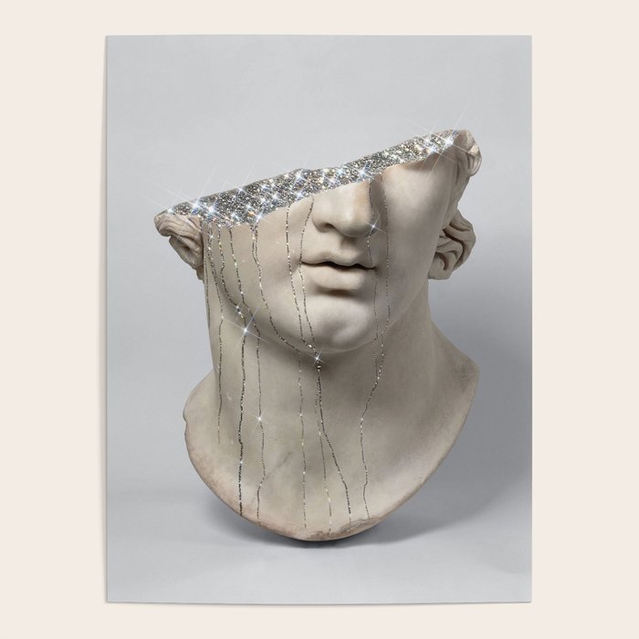 DIAMOND TEARS | collage art by Yana Potter | glitter | sculpture | mythology | bling and shine Poster Gallery Image 1