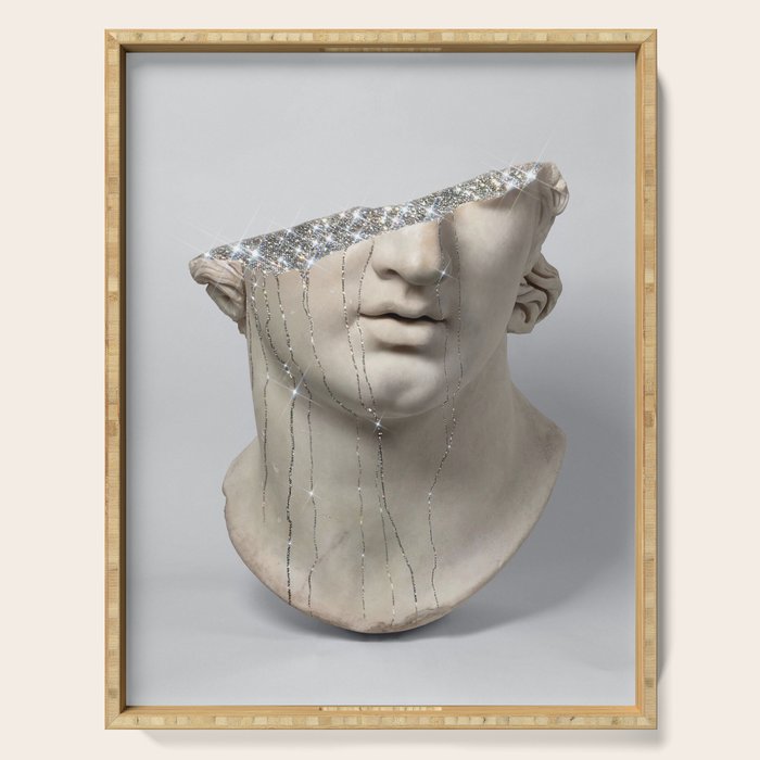 DIAMOND TEARS | collage art by Yana Potter | glitter | sculpture | mythology | bling and shine Serving Tray Gallery Image 1