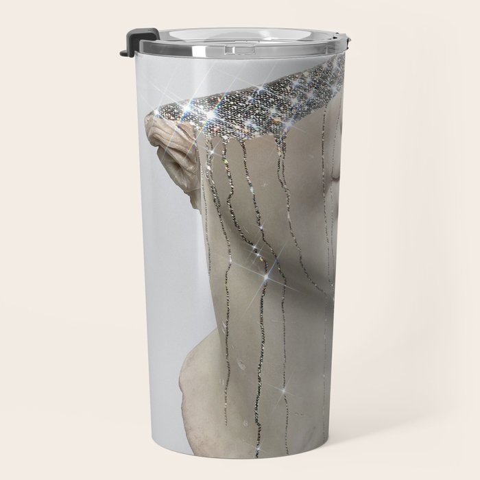 DIAMOND TEARS | collage art by Yana Potter | glitter | sculpture | mythology | bling and shine Travel Mug Gallery Image 3