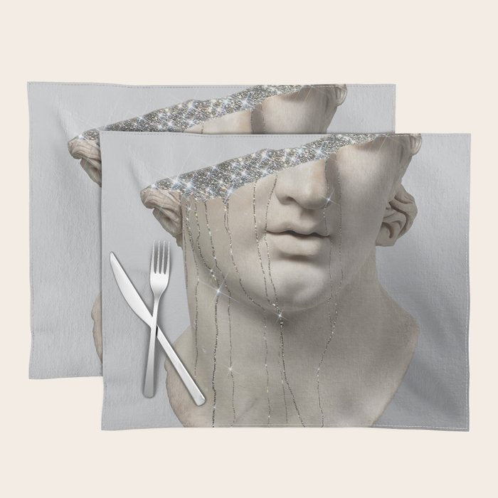DIAMOND TEARS | collage art by Yana Potter | glitter | sculpture | mythology | bling and shine Placemat Gallery Image 1