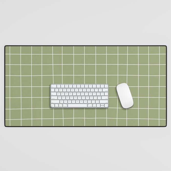 Hand Drawn Grid Green Desk Mat Gallery Image 1