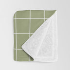 Hand Drawn Grid Green Throw Blanket Gallery Image 3