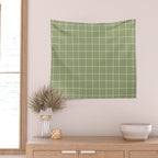 Hand Drawn Grid Green Wall Tapestry Gallery Image 2