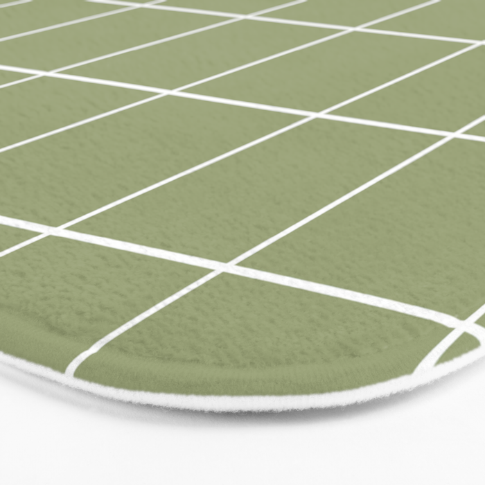 Hand Drawn Grid Green Bath Mat Gallery Image 3