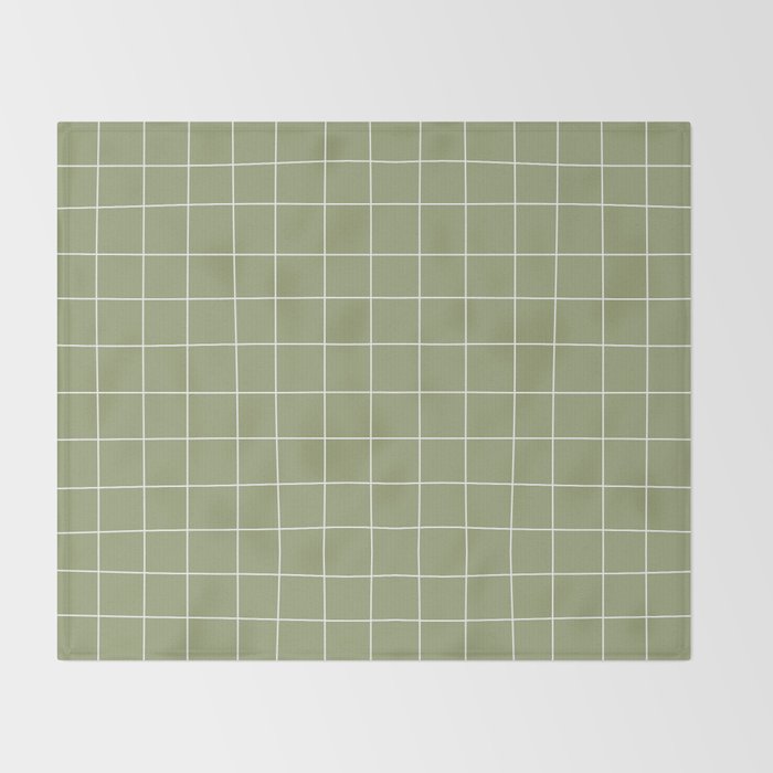 Hand Drawn Grid Green Throw Blanket Gallery Image 2