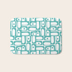 Mid Century Modern Piquet Geometric Multi Pattern in Turquoise and White Bath Mat Gallery Image 1