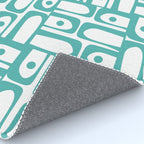 Mid Century Modern Piquet Geometric Multi Pattern in Turquoise and White Rug Gallery Image 4
