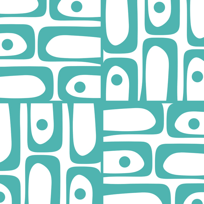 Mid Century Modern Piquet Geometric Multi Pattern in Turquoise and White Coffee Mug Gallery Image 2
