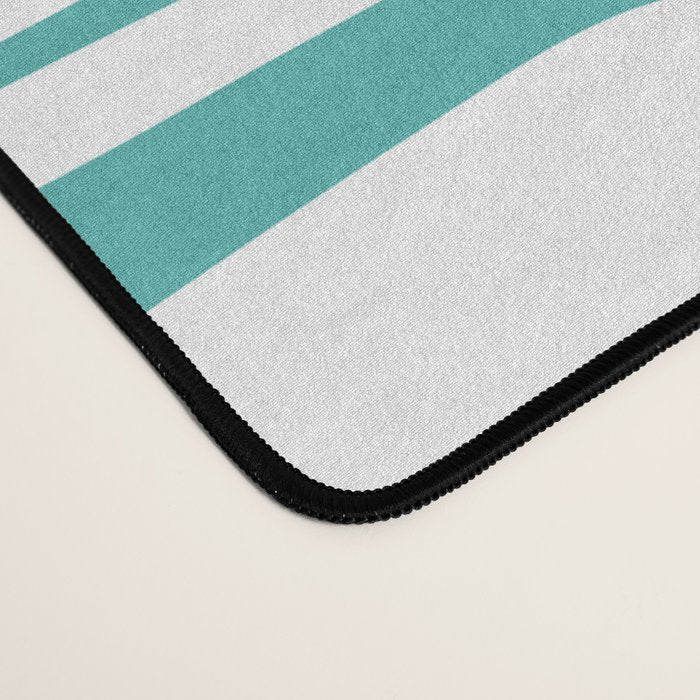 Mid Century Modern Piquet Geometric Multi Pattern in Turquoise and White Desk Mat Gallery Image 4