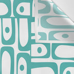 Mid Century Modern Piquet Geometric Multi Pattern in Turquoise and White Wall Tapestry Gallery Image 3