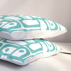 Mid Century Modern Piquet Geometric Multi Pattern in Turquoise and White Pillow Sham Gallery Image 3