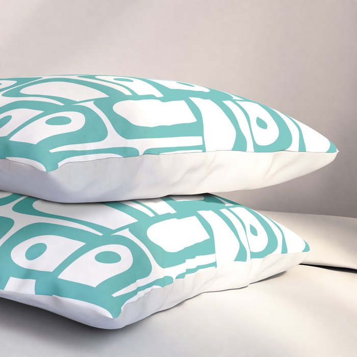 Mid Century Modern Piquet Geometric Multi Pattern in Turquoise and White Pillow Sham Gallery Image 3
