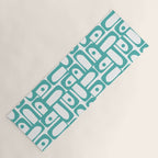 Mid Century Modern Piquet Geometric Multi Pattern in Turquoise and White Yoga Mat Gallery Image 1