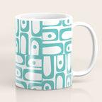 Mid Century Modern Piquet Geometric Multi Pattern in Turquoise and White Coffee Mug Gallery Image 1