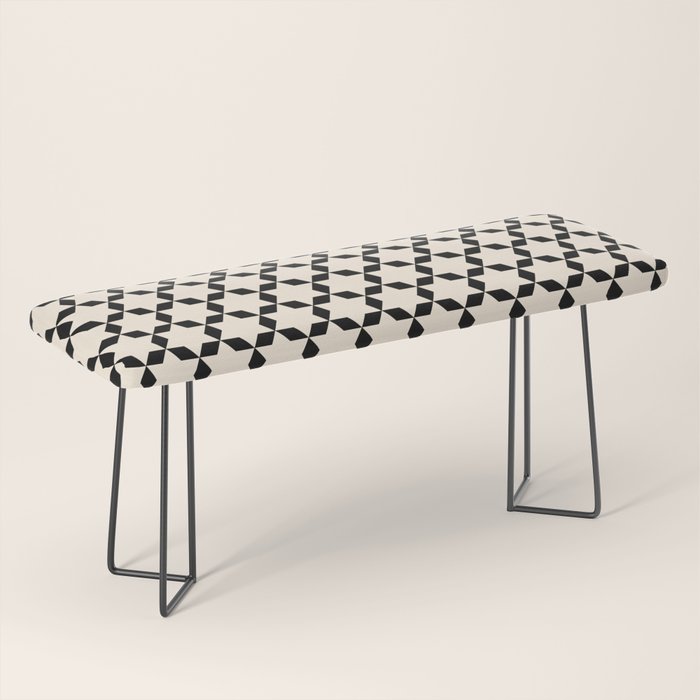 Star Tiles Geometric Pattern in Almond Cream and Black Bench Gallery Image 1