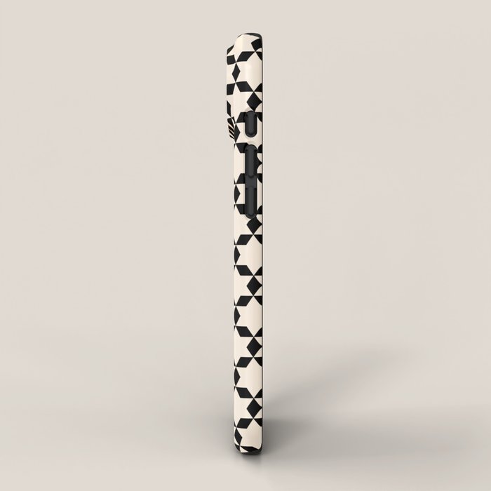 Star Tiles Geometric Pattern in Almond Cream and Black iPhone Case Gallery Image 2