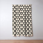 Star Tiles Geometric Pattern in Almond Cream and Black Window Curtain Gallery Image 3