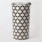 Star Tiles Geometric Pattern in Almond Cream and Black Travel Mug Gallery Image 2
