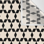 Star Tiles Geometric Pattern in Almond Cream and Black Wall Tapestry Gallery Image 3