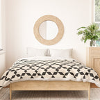 Star Tiles Geometric Pattern in Almond Cream and Black Duvet Cover Gallery Image 3